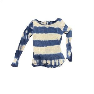 navy blue and white striped long sleeve